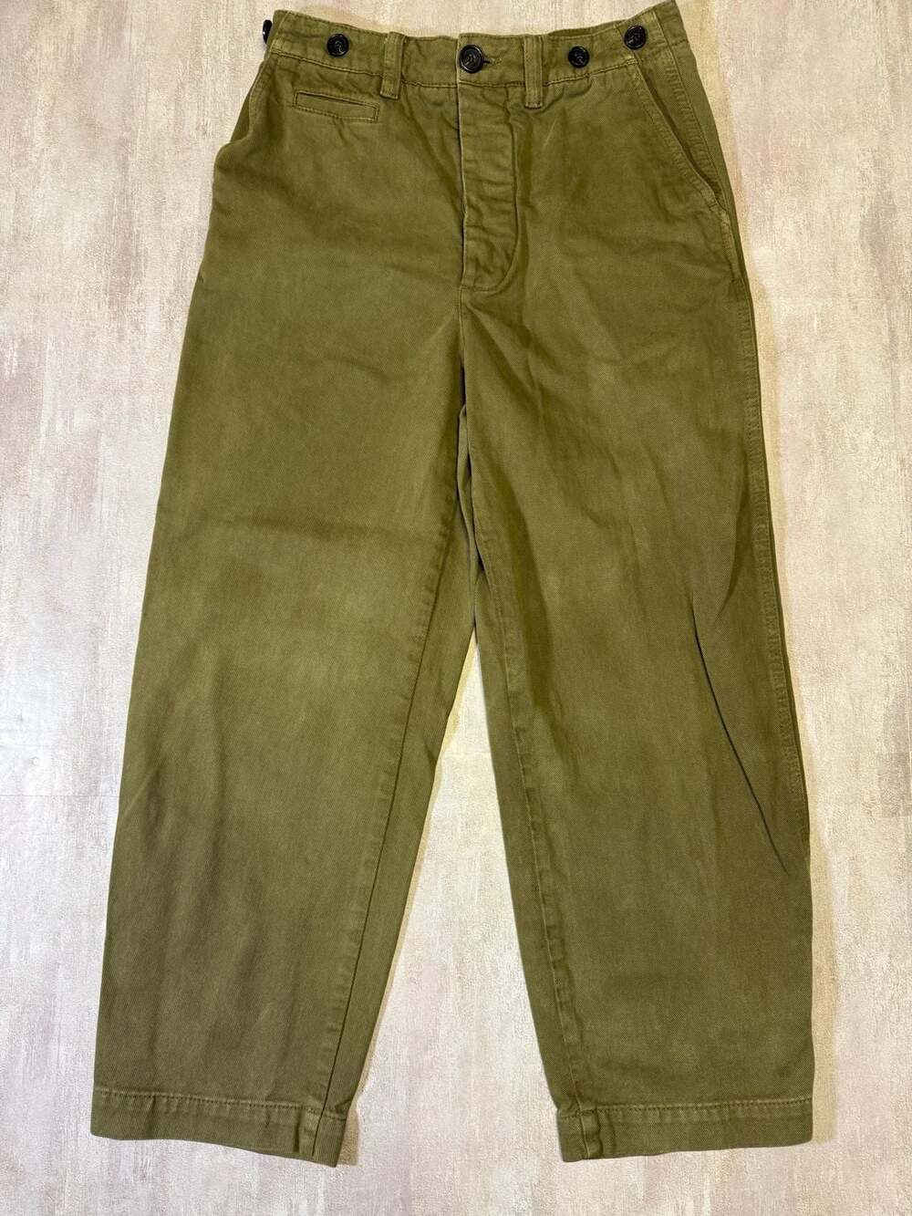 Zara Olive Green Military‎ Style Button-Detail Trousers Size XS - Picture 3 of 8